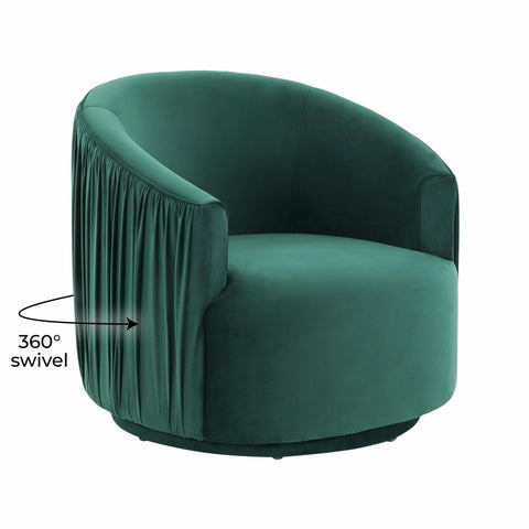 Milan Forest Green Pleated Swivel Chair