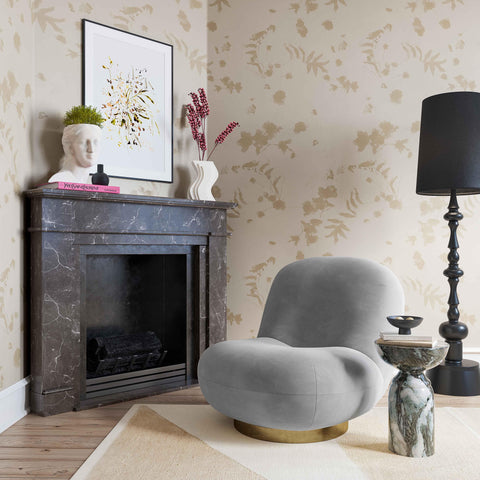 Palm Grey Velvet Swivel Chair