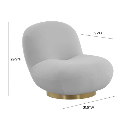 Palm Grey Velvet Swivel Chair