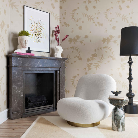 Palm White Boucle Swivel Chair