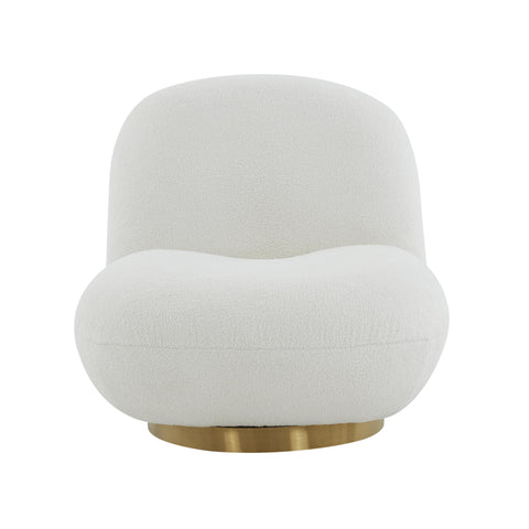 Palm White Boucle Swivel Chair