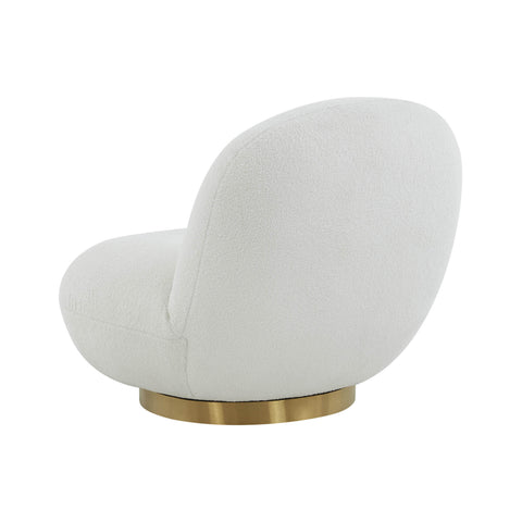 Palm White Boucle Swivel Chair