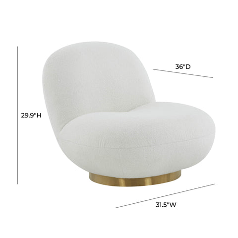 Palm White Boucle Swivel Chair
