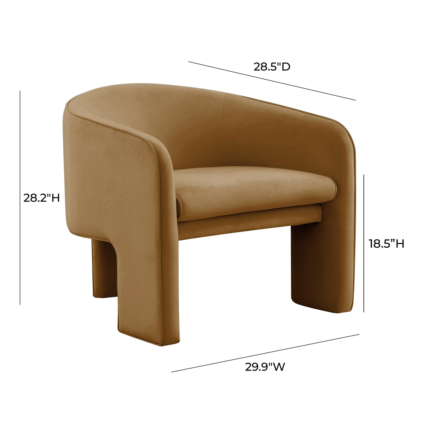 gala cognac velvet accent chair