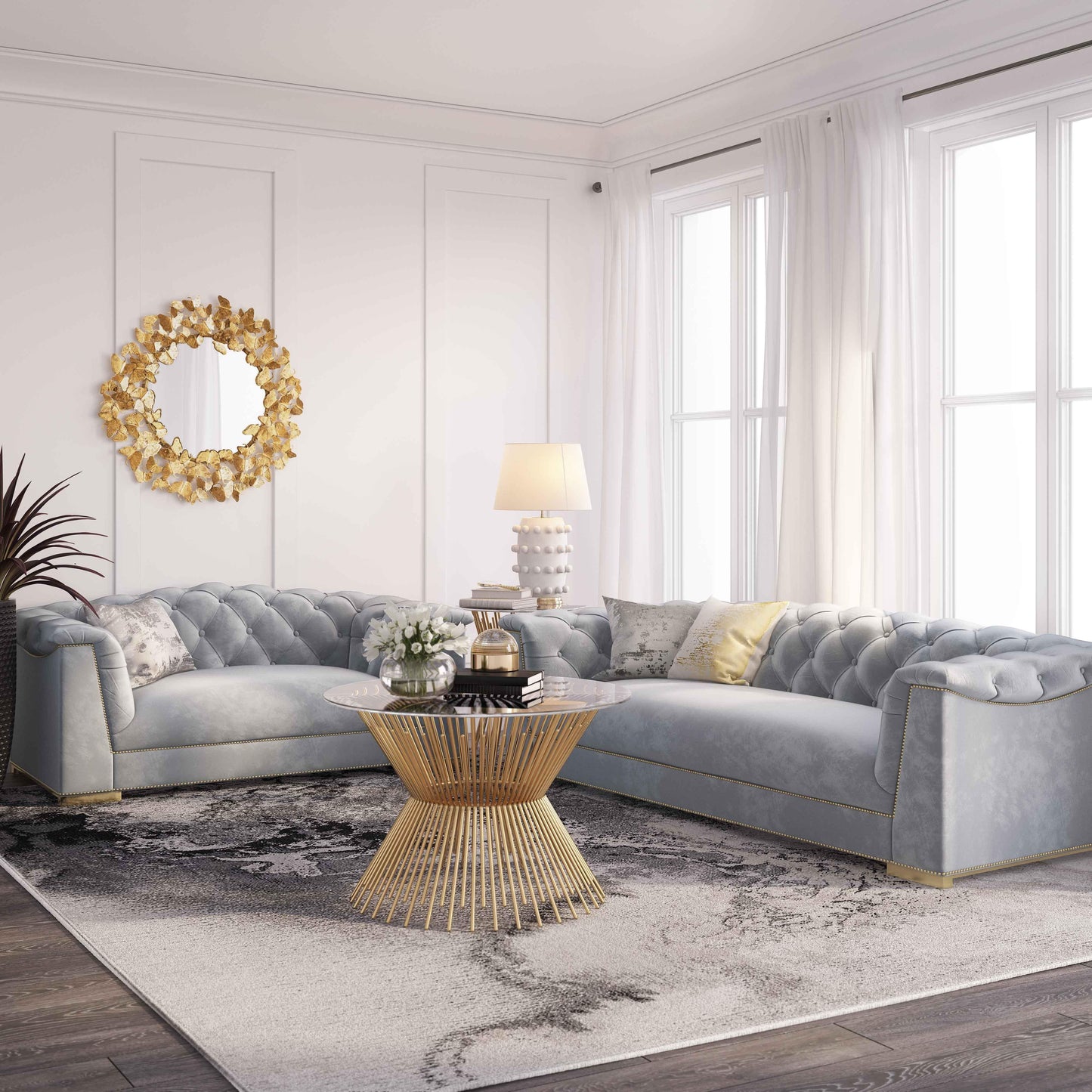 astrid grey velvet sofa