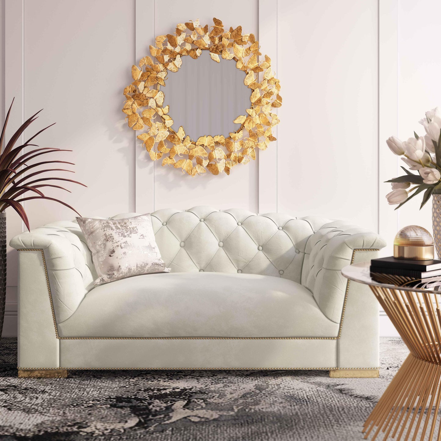 astrid cream velvet loveseat