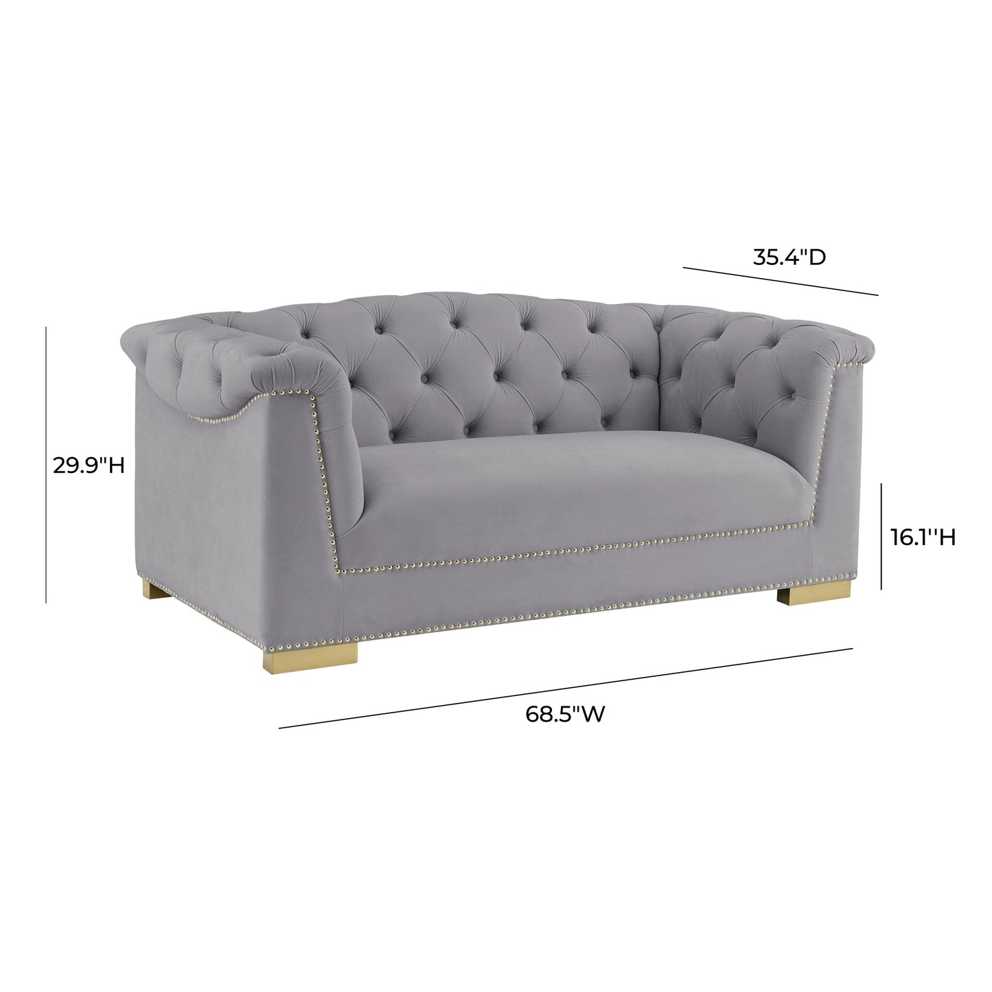 astrid grey velvet loveseat