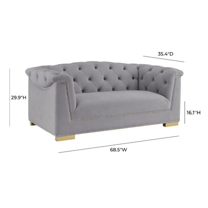 Astrid Grey Velvet Loveseat