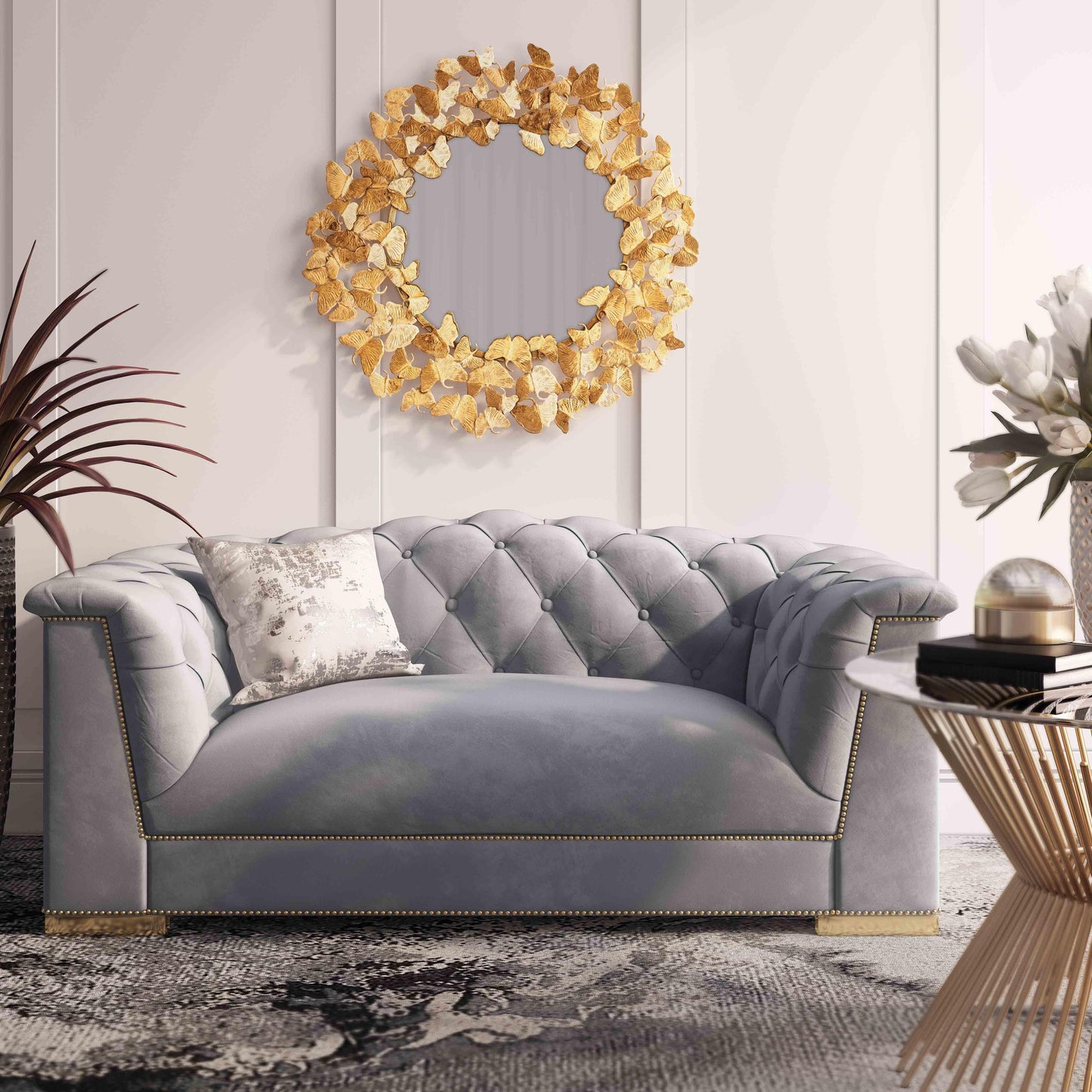 astrid grey velvet loveseat