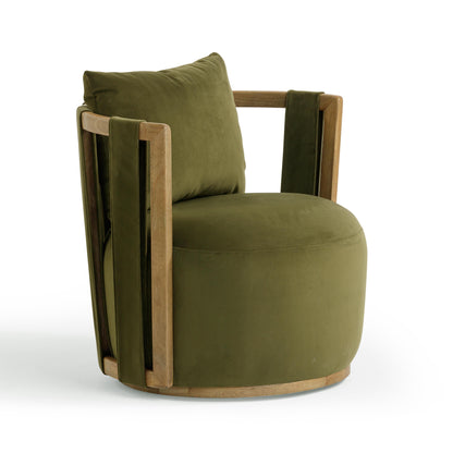 Kendall Green Upcycled Distressed Velvet Swivel Chair