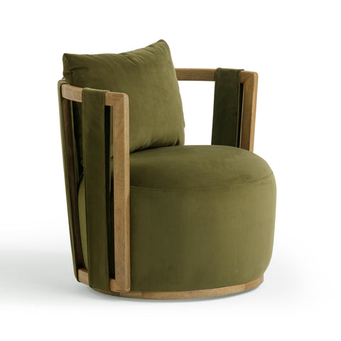 Genevieve Ravenna Upcycled Contract-Grade Fabric Swivel Accent Chair - image 1