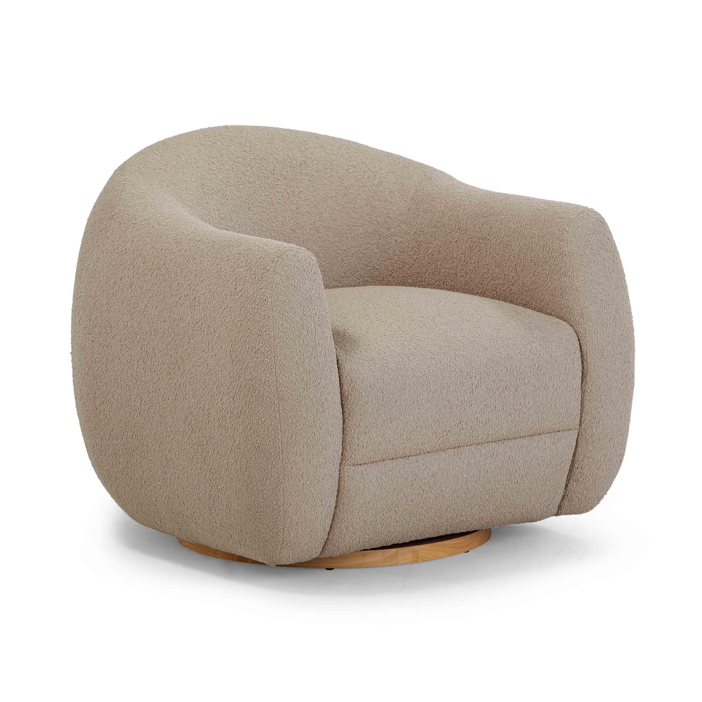 channeled light brown boucle swivel chair