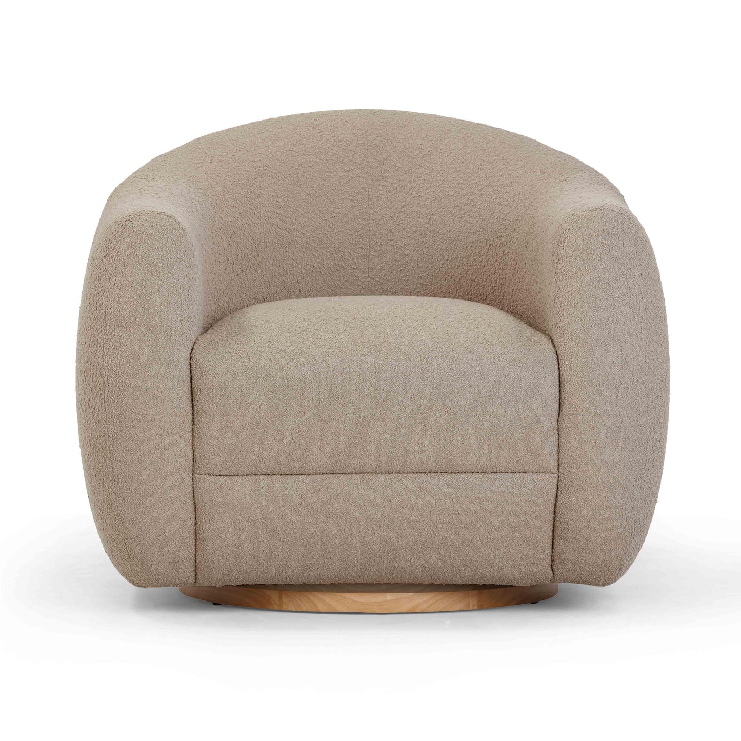 channeled light brown boucle swivel chair