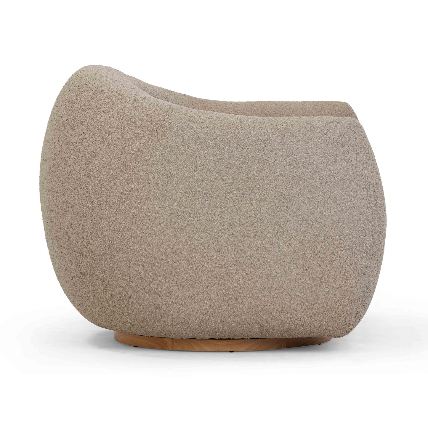 channeled light brown boucle swivel chair