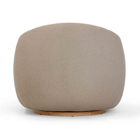 Channeled Light Brown Boucle Swivel Chair