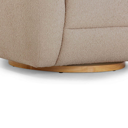 Channeled Light Brown Boucle Swivel Chair