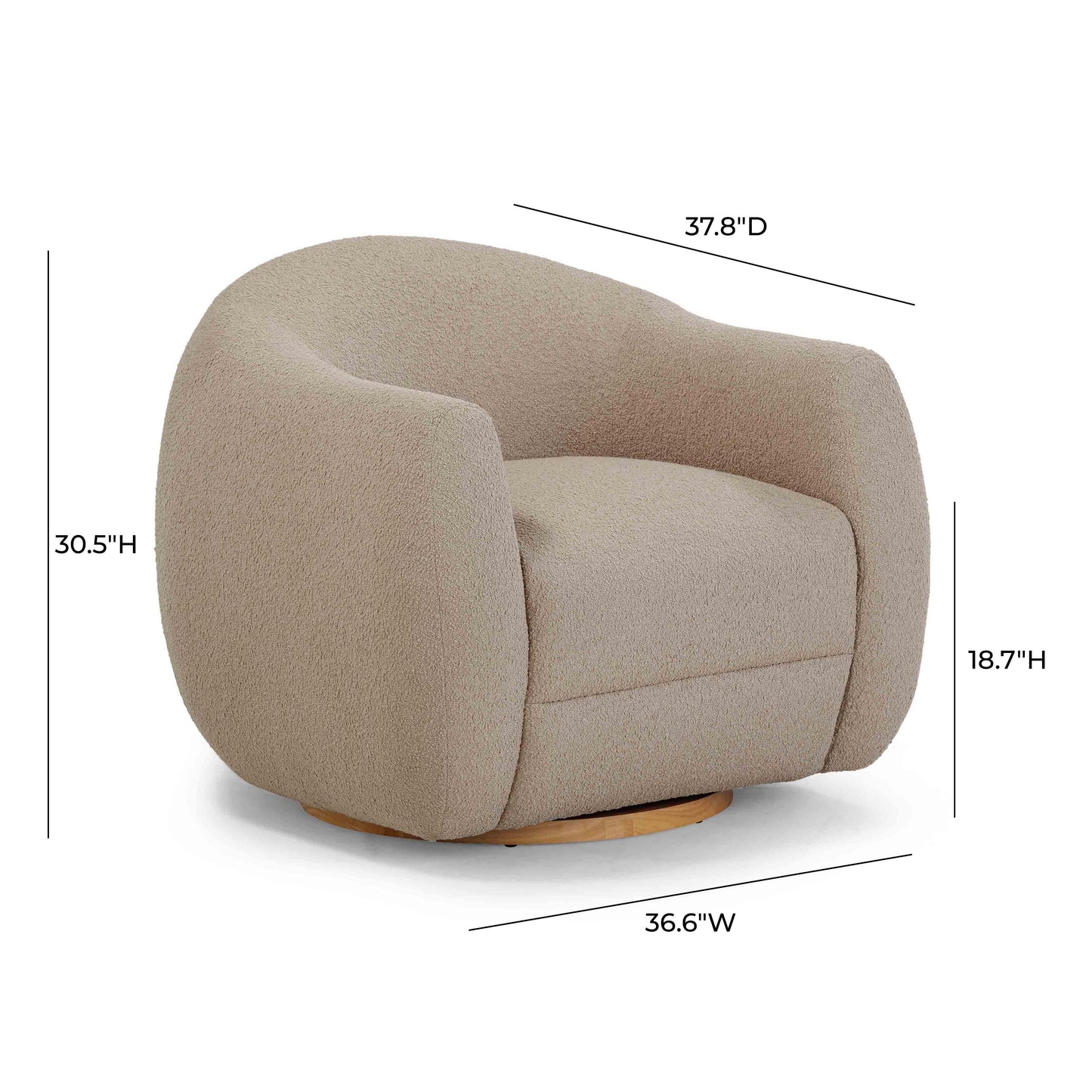 channeled light brown boucle swivel chair