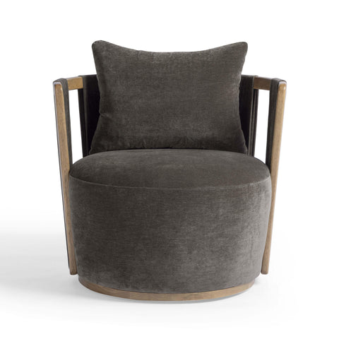 Genevieve Ravenna Upcycled Contract-Grade Fabric Swivel Accent Chair - image 3