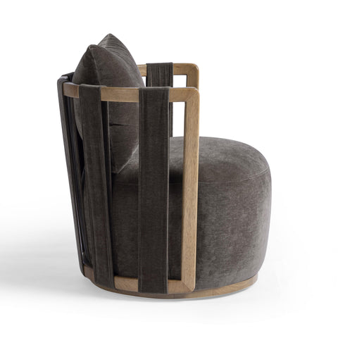 Genevieve Ravenna Upcycled Contract-Grade Fabric Swivel Accent Chair - image 4