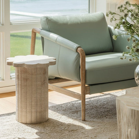 Estelle Capri Washed Faux Travertine Indoor/Outdoor Concrete Side Table - image 2