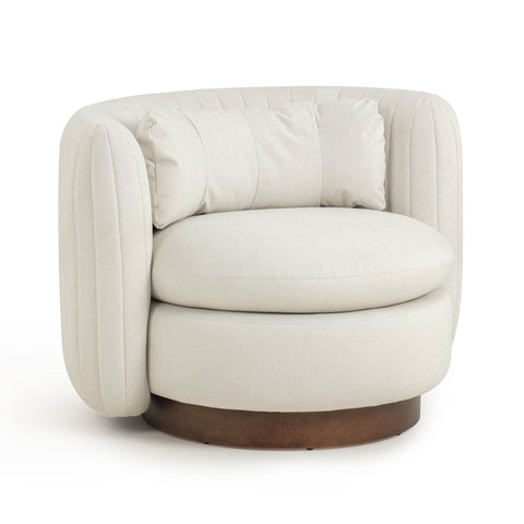 Juliette Provence Cream Performance Vegan Mohair Swivel Accent Chair - image 3