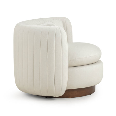 Juliette Provence Cream Performance Vegan Mohair Swivel Accent Chair - image 4