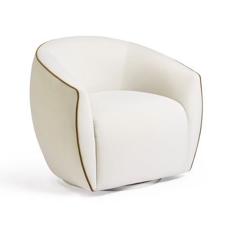 Camille Marais Contrast Piping Performance Velvet Swivel Accent Chair - image 3
