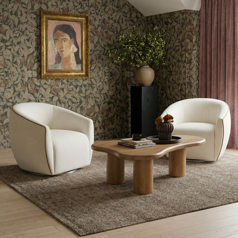 Camille Marais Contrast Piping Performance Velvet Swivel Accent Chair - image 2