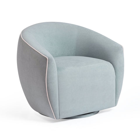 Camille Marais Contrast Piping Performance Velvet Swivel Accent Chair - image 3