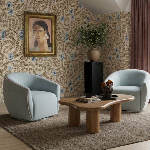 Camille Marais Contrast Piping Performance Velvet Swivel Accent Chair - image 2