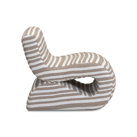 Genevieve Sorrento Taupe Organic Stripes Contract-Grade Jacquard Fabric Accent Chair - image 5