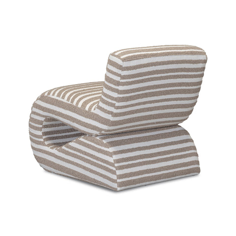 Genevieve Sorrento Taupe Organic Stripes Contract-Grade Jacquard Fabric Accent Chair - image 6