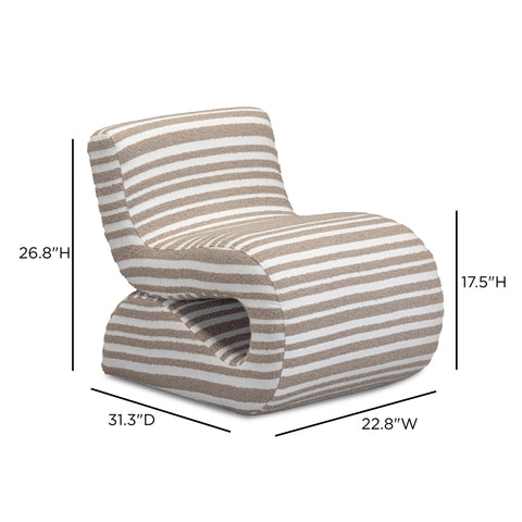Genevieve Sorrento Taupe Organic Stripes Contract-Grade Jacquard Fabric Accent Chair - image 8