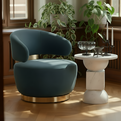 Arielle Beaumont Dark Teal Performance Velvet Swivel Accent Chair - image 2
