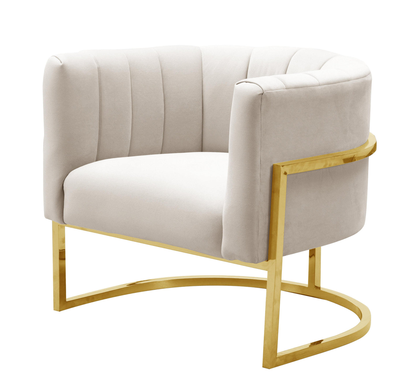 coral spotted cream chair with gold