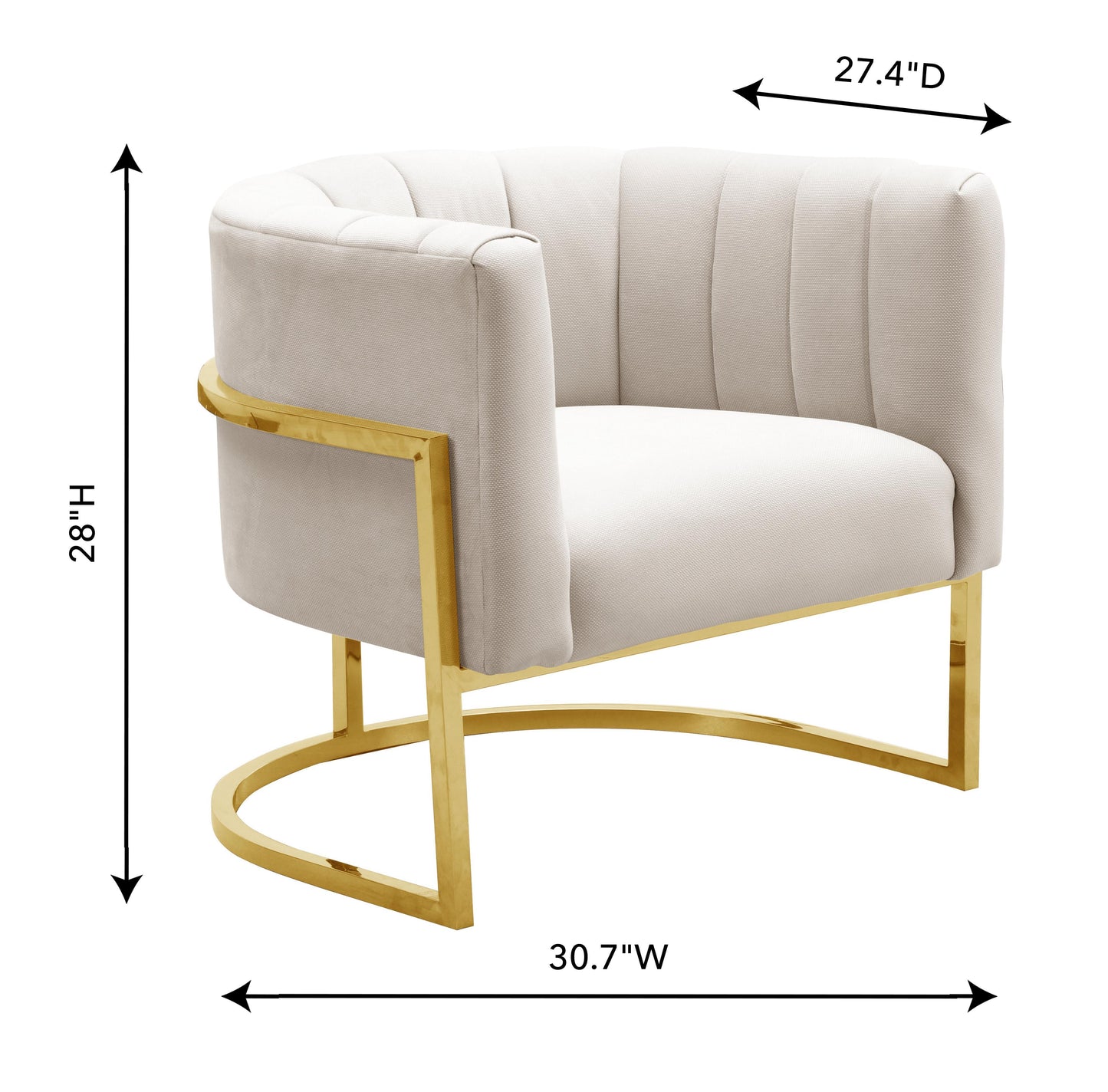 coral spotted cream chair with gold