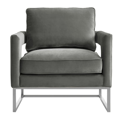 Josephine Grey Velvet Chair - Silver Frame