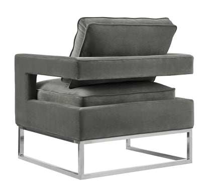 Josephine Grey Velvet Chair - Silver Frame