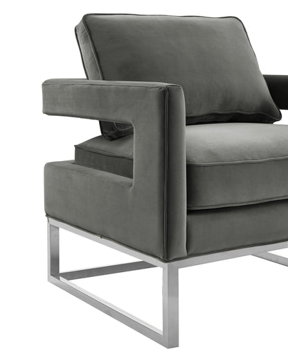 Josephine Grey Velvet Chair - Silver Frame