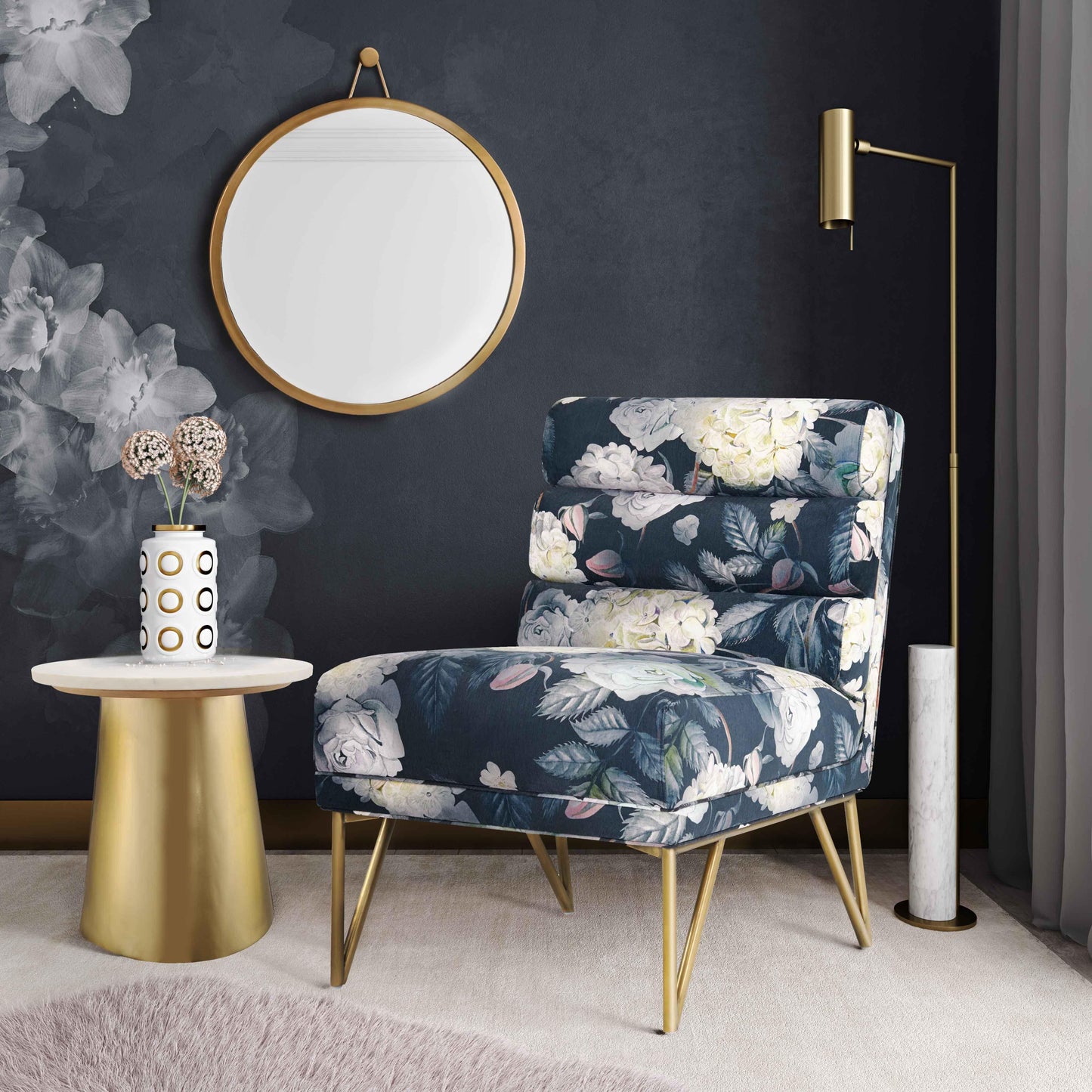 maeve floral velvet chair