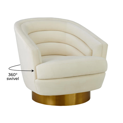 Gabrielle Cream Velvet Swivel Chair