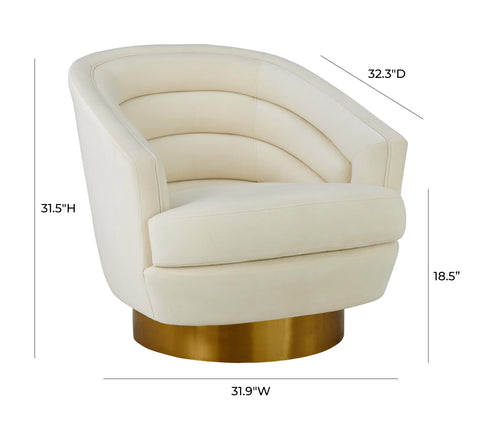 Gabrielle Cream Velvet Swivel Chair