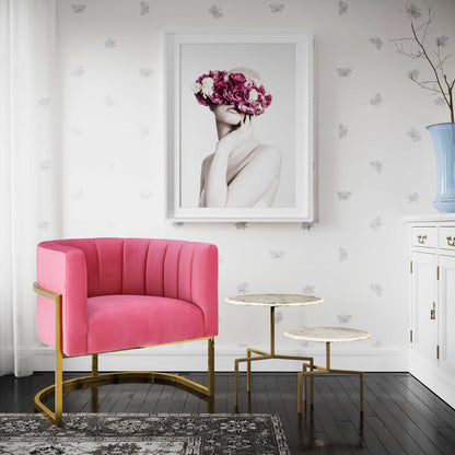 Coral Rose Pink Velvet Chair