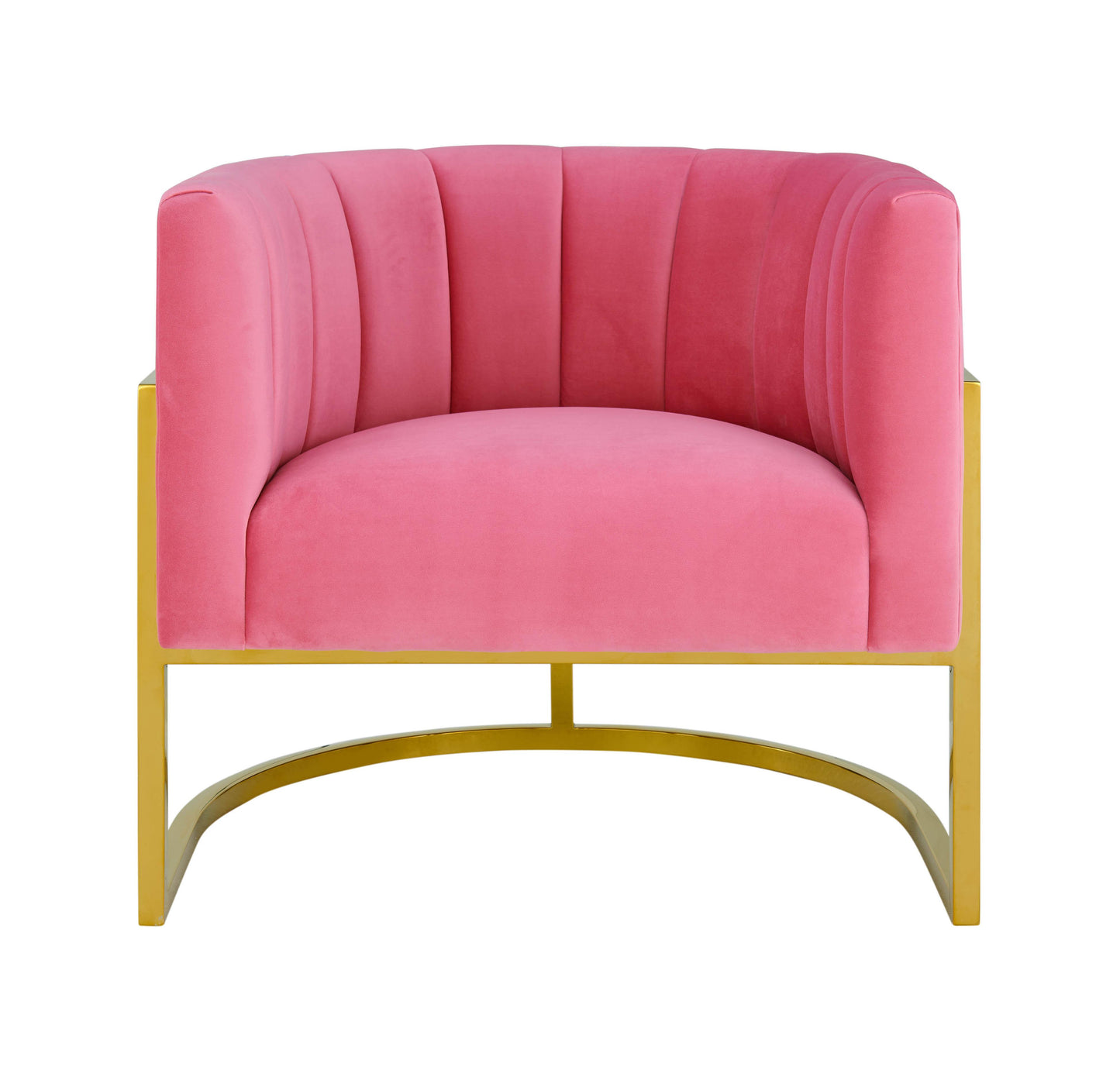 coral rose pink velvet chair