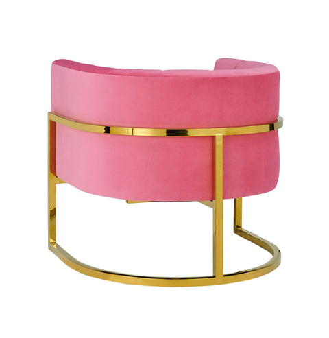 Coral Rose Pink Velvet Chair