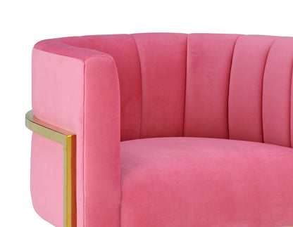 Coral Rose Pink Velvet Chair