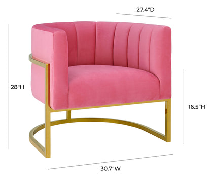 Coral Rose Pink Velvet Chair