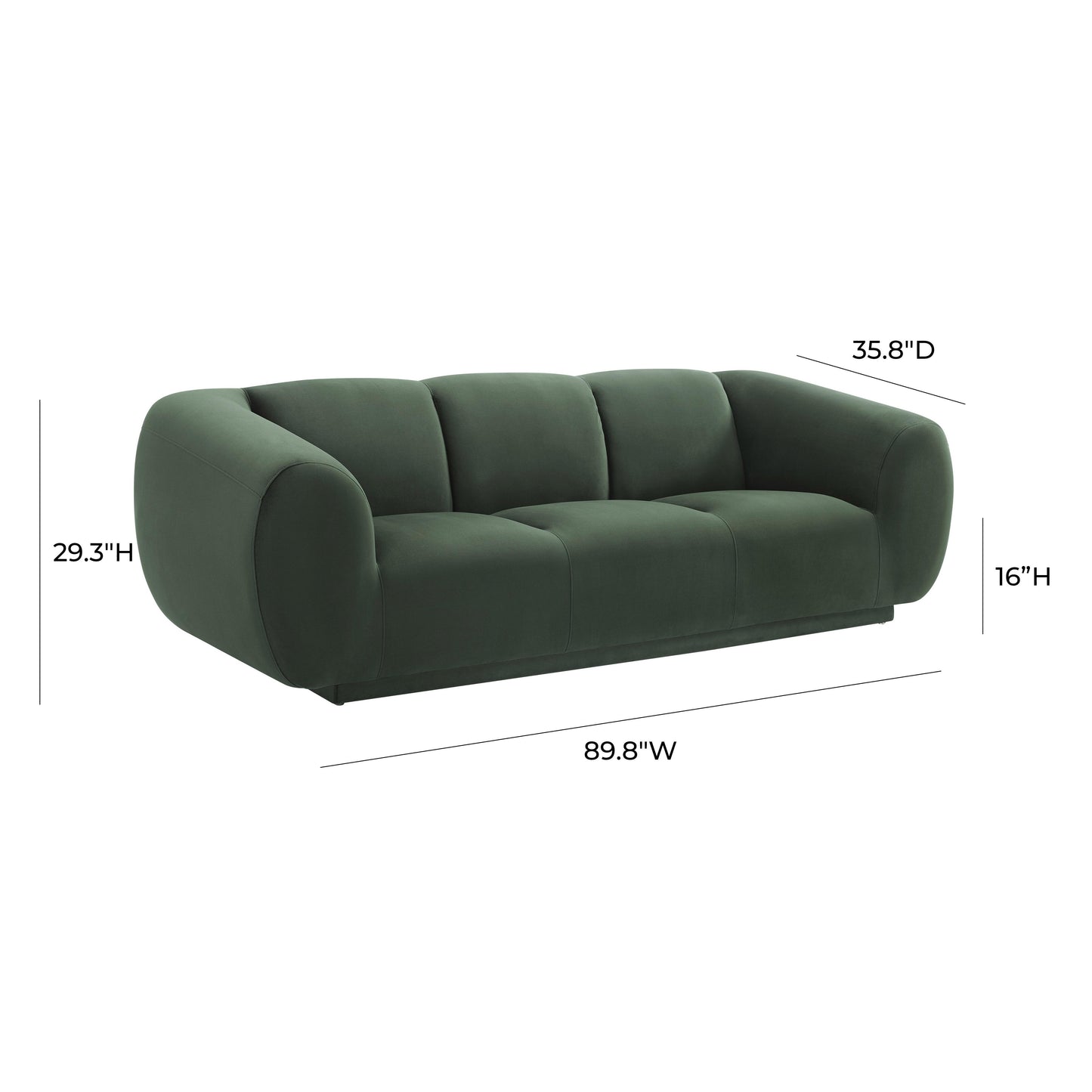 rocco forest green velvet sofa