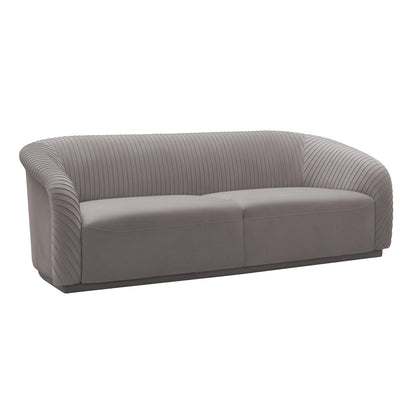 Wren Pleated Grey Velvet Sofa