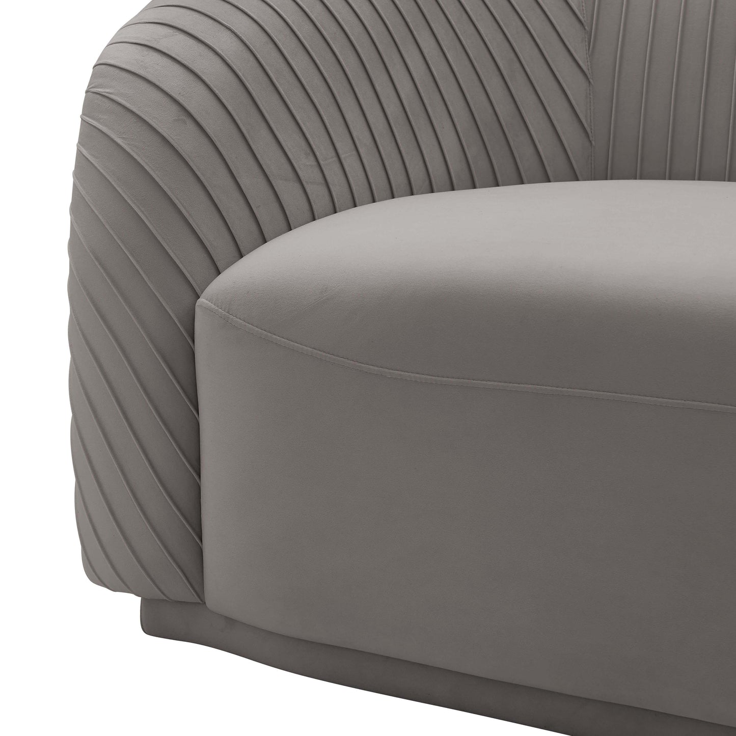 wren pleated grey velvet sofa